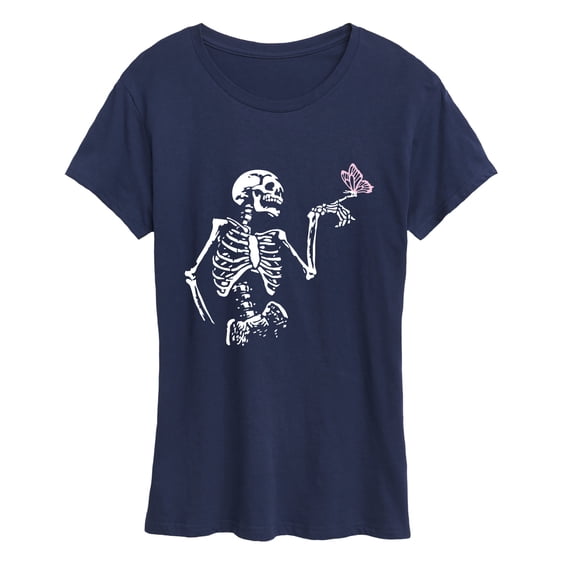 Instant Message - Skeleton With Butterfly Women's Short Sleeve Graphic T-Shirt