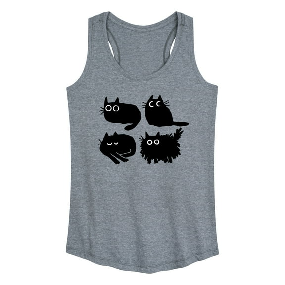Instant Message - Sketched Black Cats - Women's Racerback Tank Top