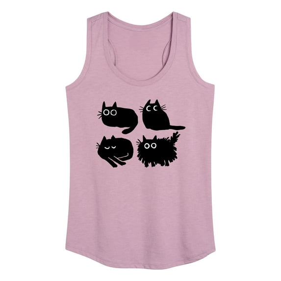 Instant Message - Sketched Black Cats - Women's Racerback Tank Top