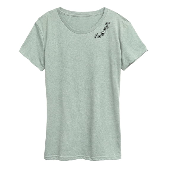 Instant Message - Sketched Florals Neck - Women's Short Sleeve Graphic T-Shirt