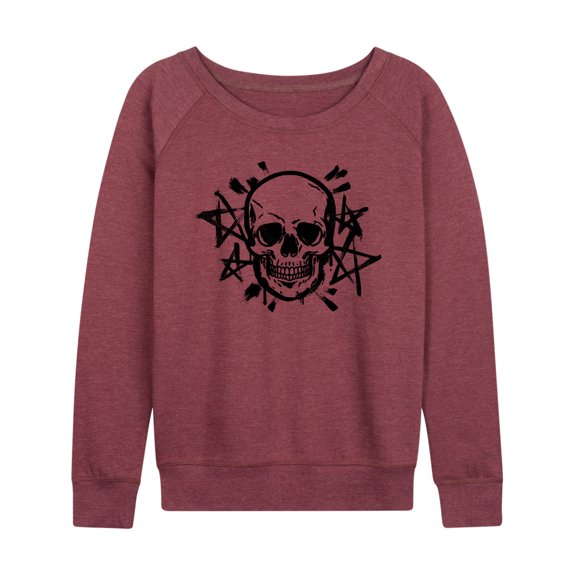 Instant Message - Skull And Stars - Women's Lightweight French Terry Long Sleeve Shirt
