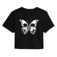 thumbnail image 1 of Instant Message - Skull Butterfly Cropped Graphic T-Shirt, 1 of 5