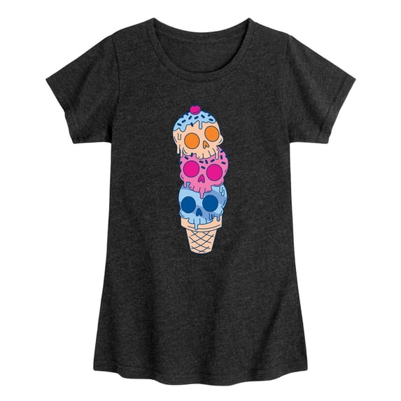 Instant Message - Skull Ice Cream - Youth Girls Fitted Short Sleeve T-Shirt