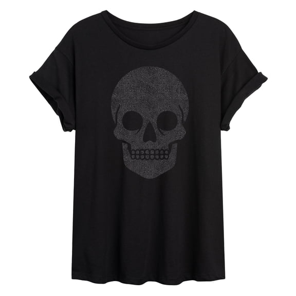 Instant Message - Skull Sparkle - Juniors Oversized Graphic T-shirt