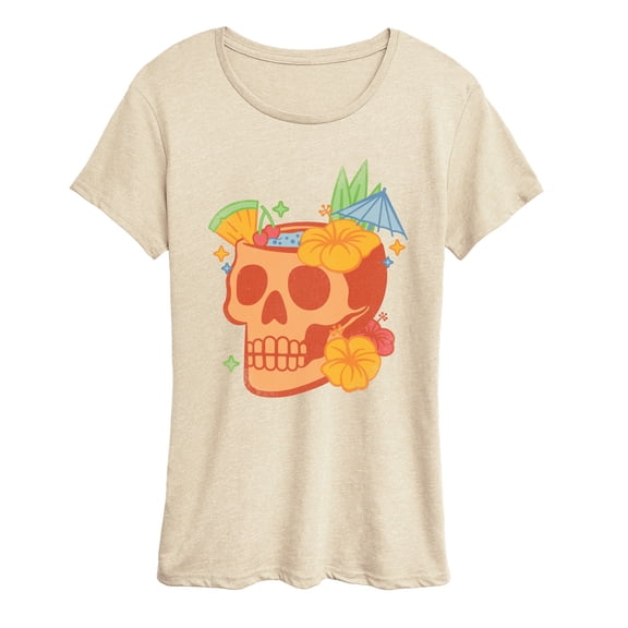 Instant Message - Skull Tropical Drink - Women's Short Sleeve Graphic T-Shirt