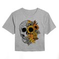 thumbnail image 1 of Instant Message - Skull With Fall Foliage - Women's Cropped Graphic T-Shirt, 1 of 5