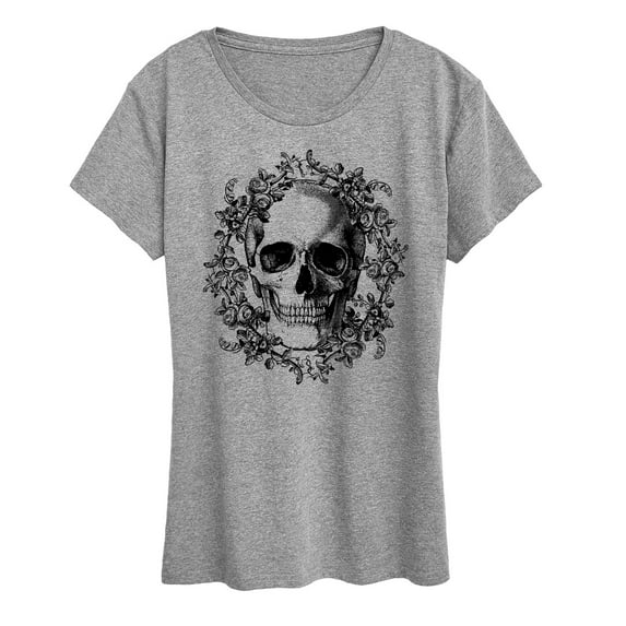 Instant Message - Skull Wreath - Women's Short Sleeve Graphic T-Shirt