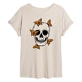 thumbnail image 1 of Instant Message - Skull with Butterflies - Juniors Oversized Graphic T-Shirt, 1 of 5