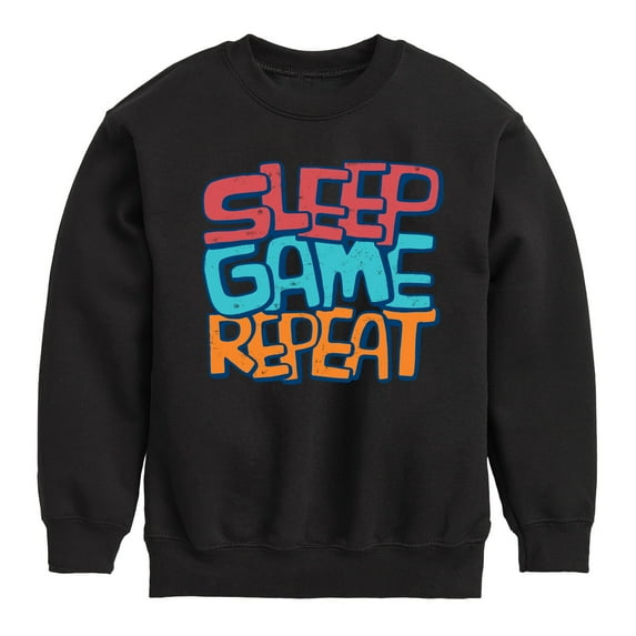 Instant Message - Sleep, Game, Repeat - Toddler & Youth Crewneck Fleece Sweatshirt