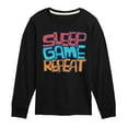 thumbnail image 1 of Instant Message - Sleep, Game, Repeat - Toddler & Youth Long Sleeve Graphic T-Shirt, 1 of 6