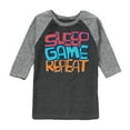 thumbnail image 1 of Instant Message - Sleep, Game, Repeat - Toddler & Youth Raglan Graphic T-Shirt, 1 of 5