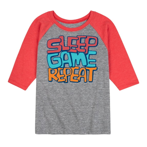 Instant Message - Sleep, Game, Repeat - Toddler & Youth Raglan Graphic T-Shirt