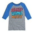 thumbnail image 1 of Instant Message - Sleep, Game, Repeat - Toddler & Youth Raglan Graphic T-Shirt, 1 of 5