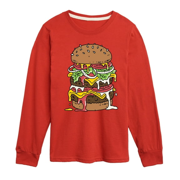 Instant Message - Sloppy Burger Lover - Toddler & Youth Long Sleeve Graphic T-Shirt