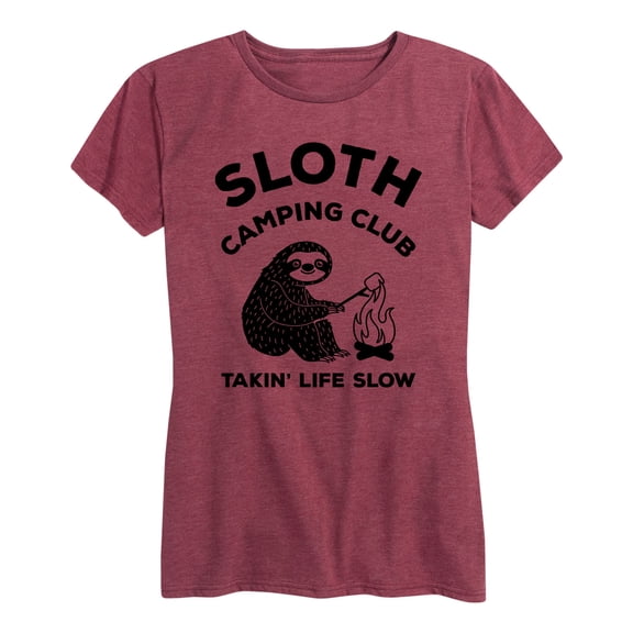 Instant Message - Sloth Camping Club - Women's Short Sleeve Graphic T-Shirt