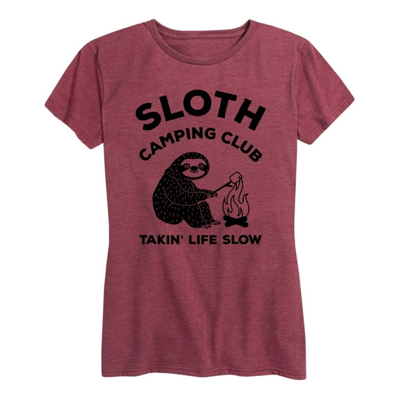 Instant Message - Sloth Camping Club - Women's Short Sleeve Graphic T-Shirt
