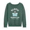 thumbnail image 1 of Instant Message - Sloth Reading Club - Ladies French Terry Long Sleeve Shirt, 1 of 5