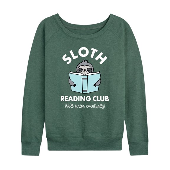 Instant Message - Sloth Reading Club - Ladies French Terry Long Sleeve Shirt