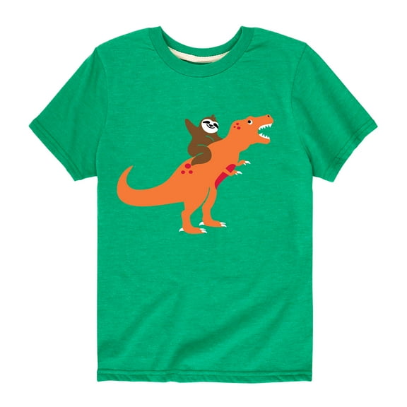 Instant Message - Sloth Riding Dinosaur - Toddler Short Sleeve Tee