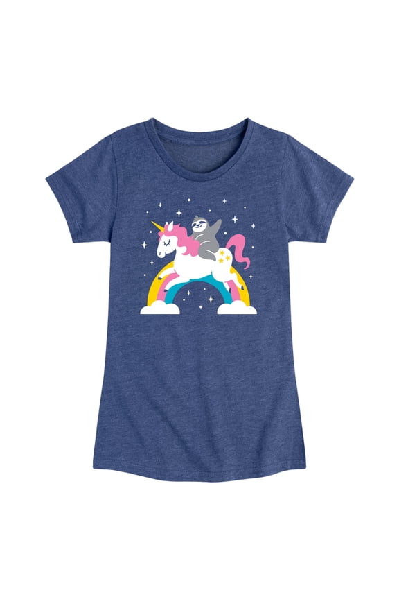 - Sloth Riding Unicorn - Girls Toddler And Youth Short Sleeve T-Shirt