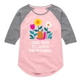 thumbnail image 1 of Instant Message - Smell The Flowers Snail - Toddler And Youth Girls Raglan Graphic T-Shirt, 1 of 6