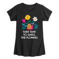 thumbnail image 1 of Instant Message - Smell The Flowers Snail - Toddler And Youth Girls Short Sleeve Graphic T-Shirt, 1 of 6