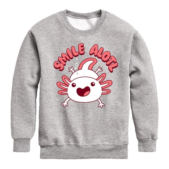 Instant Message - Smile Alotl - Toddler And Youth Crewneck Fleece Sweatshirt