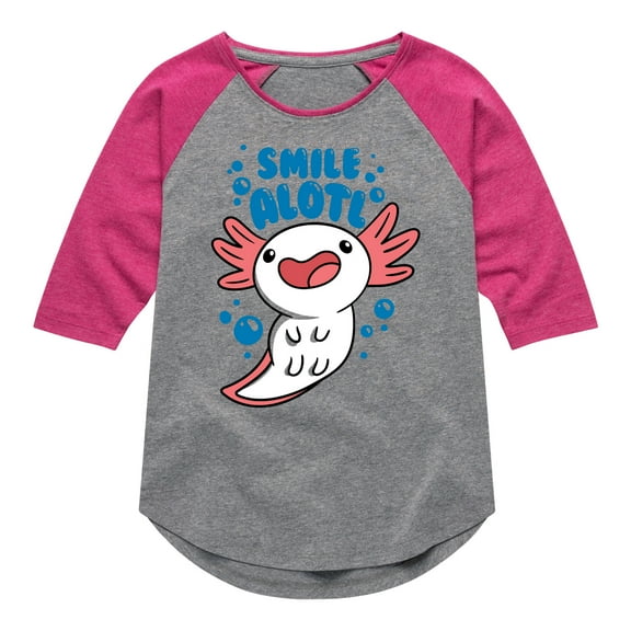 Instant Message - Smile Alotl - Toddler And Youth Girls Raglan Graphic T-Shirt