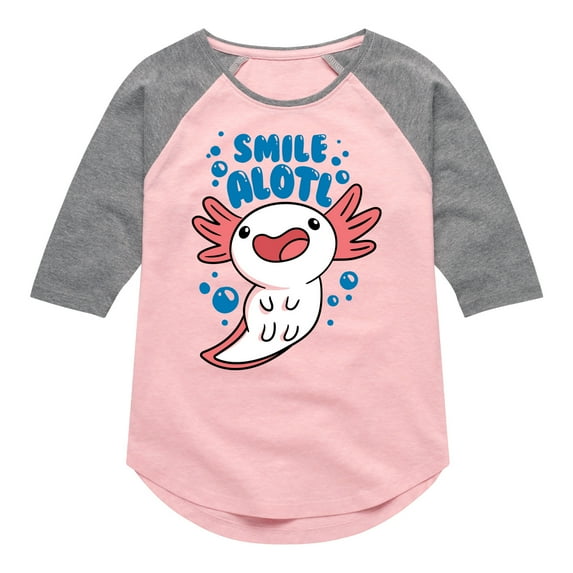 Instant Message - Smile Alotl - Toddler And Youth Girls Raglan Graphic T-Shirt