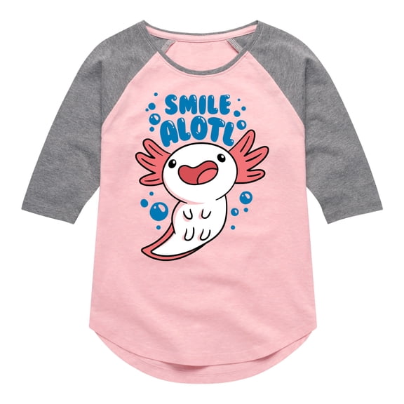 Instant Message - Smile Alotl - Toddler And Youth Girls Raglan Graphic T-Shirt
