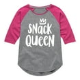 thumbnail image 1 of Instant Message - Snack Queen - Toddler & Youth Girls Raglan Graphic T-Shirt, 1 of 5