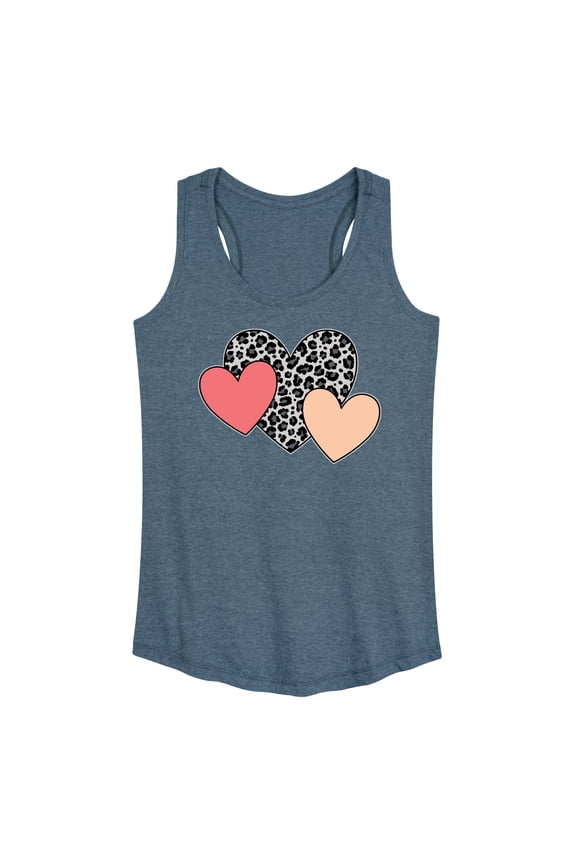 - Snow Leopard Colored Hearts - Women's Racerback Tank Top