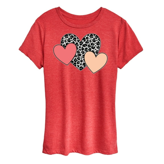 Instant Message - Snow Leopard Colored Hearts - Women's Short Sleeve Graphic T-Shirt