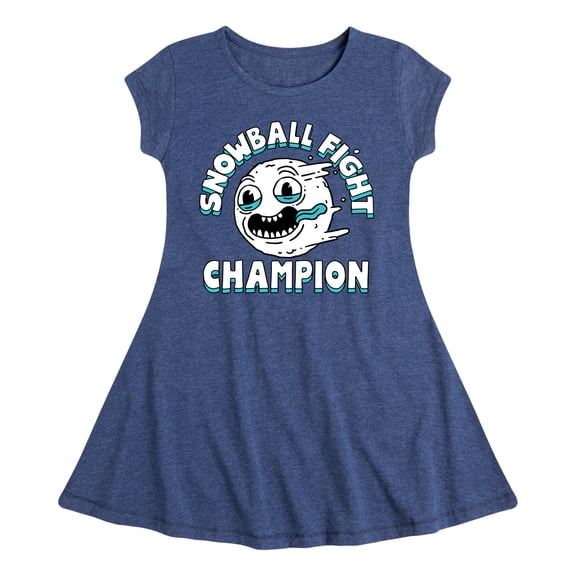 Instant Message - Snowball Fight Champion  - Toddler & Youth Girls Fit & Flare Dress