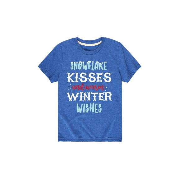 Instant Message - Snowflake Kisses And Warm Winter Wishes  - Youth Short Sleeve Tee