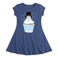 thumbnail image 1 of Instant Message - Snowman Cupcake  - Toddler & Youth Girls Fit & Flare Dress, 1 of 4