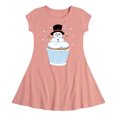 thumbnail image 1 of Instant Message - Snowman Cupcake  - Toddler & Youth Girls Fit & Flare Dress, 1 of 1