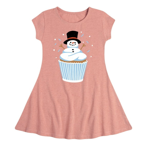 Instant Message - Snowman Cupcake - Toddler & Youth Girls Fit & Flare Dress