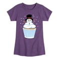 thumbnail image 1 of Instant Message - Snowman Cupcake  - Toddler & Youth Girls Short Sleeve Graphic T-Shirt, 1 of 5