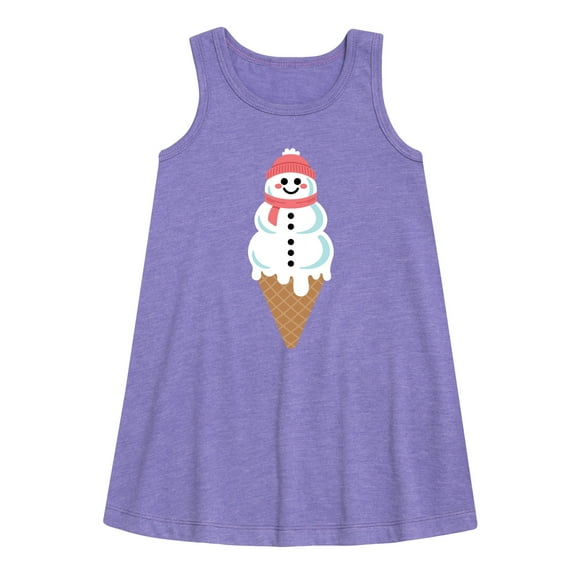 Instant Message - Snowman Ice Cream  - Toddler & Youth Girls A-line Dress
