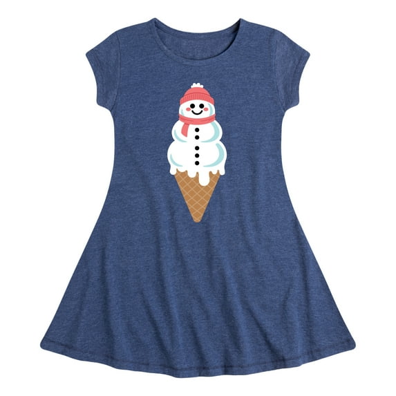 Instant Message - Snowman Ice Cream - Toddler & Youth Girls Fit & Flare Dress
