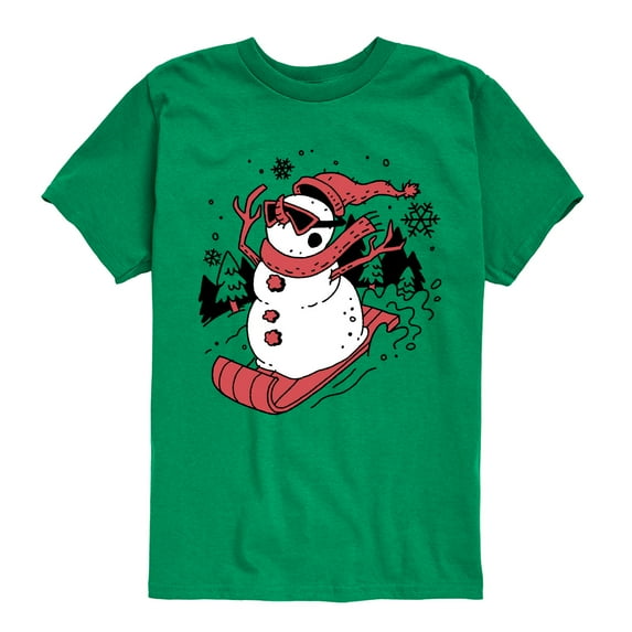 Instant Message - Snowman Sled Christmas - Toddler & Youth Short Sleeve Graphic T-Shirt