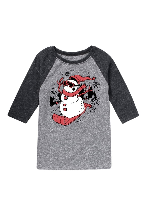 - Snowman Sled Christmas - Toddler & Youth Raglan Graphic T-Shirt