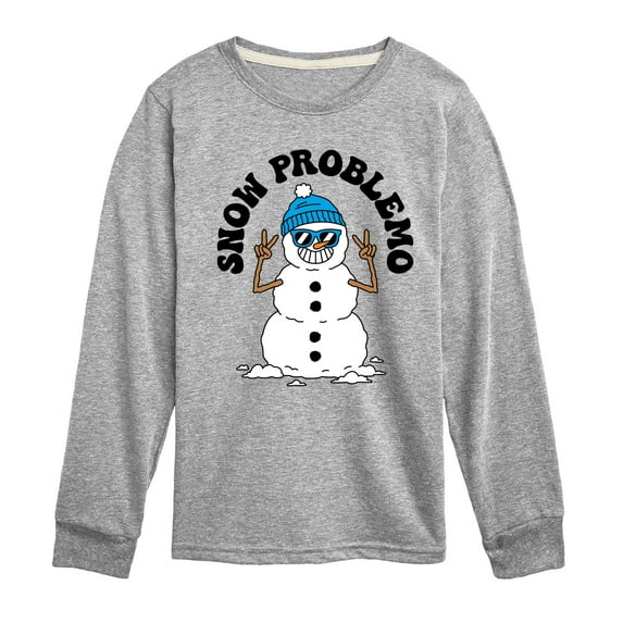 Instant Message - Snowman Snow Problemo Christmas - Toddler & Youth Long Sleeve Graphic T-Shirt