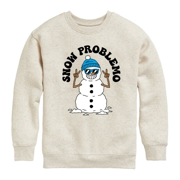 Instant Message - Snowman Snow Problemo Christmas - Toddler & Youth Crewneck Fleece Sweatshirt
