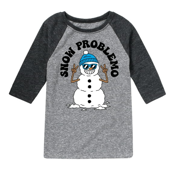 Instant Message - Snowman Snow Problemo Christmas - Toddler & Youth Raglan Graphic T-Shirt