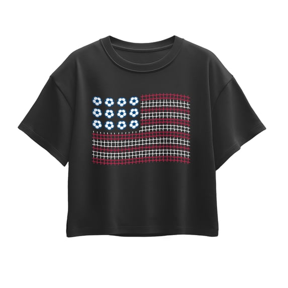 Instant Message - Soccer Ball American Flag Short Sleeve Boxy Graphic T-Shirt