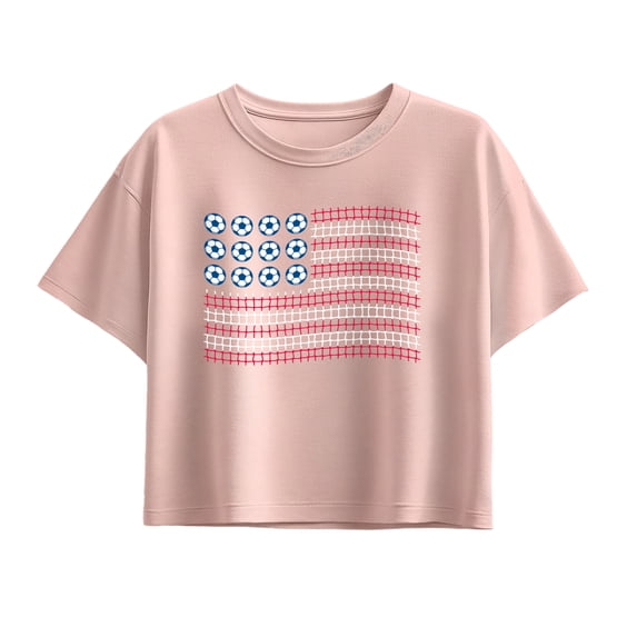 Instant Message - Soccer Ball American Flag Short Sleeve Boxy Graphic T-Shirt