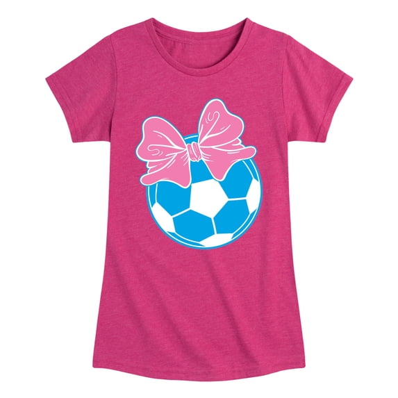 Instant Message - Soccer Ball, Bow - Youth Girls Fitted Short Sleeve T-Shirt