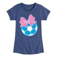 thumbnail image 1 of Instant Message - Soccer Ball, Bow - Youth Girls Fitted Short Sleeve T-Shirt, 1 of 5